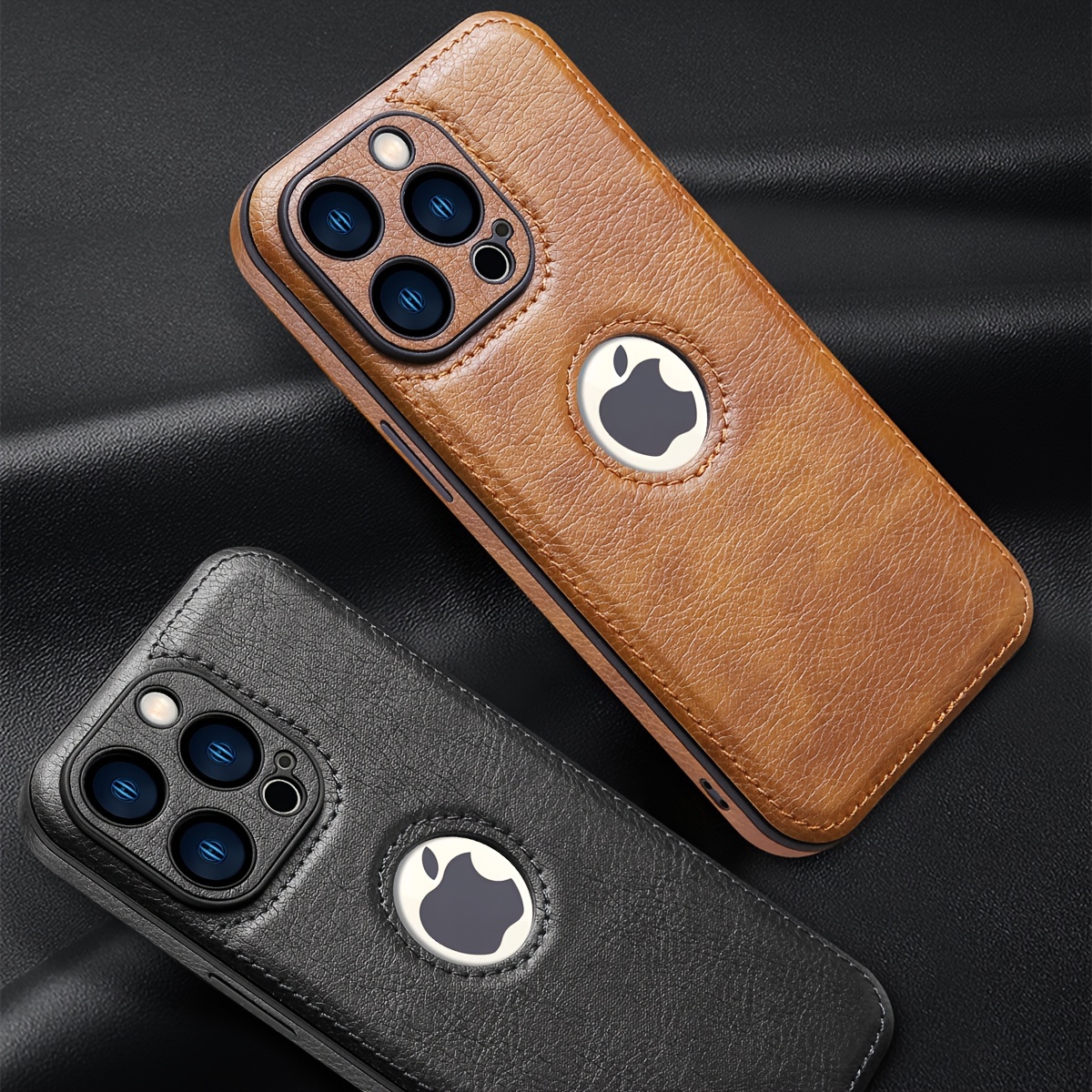 Logo View Compatible with iPhone 15/14/13/12 Pro Max Case Slim Premium Vegan Leather Classic Luxury Elegant Thin Cover, Shockproof Full Protection - Image 4