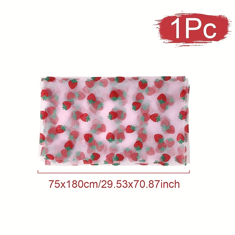 TEMU 1pc Pink Strawberry Mesh Table Runner With Red Berries & Green Leaves - 29.53x70.87 Inch Polyester Kitchen Dining Decor For Weddings, Bridal Showers, Birthdays, Holidays, Strawberry Decorations