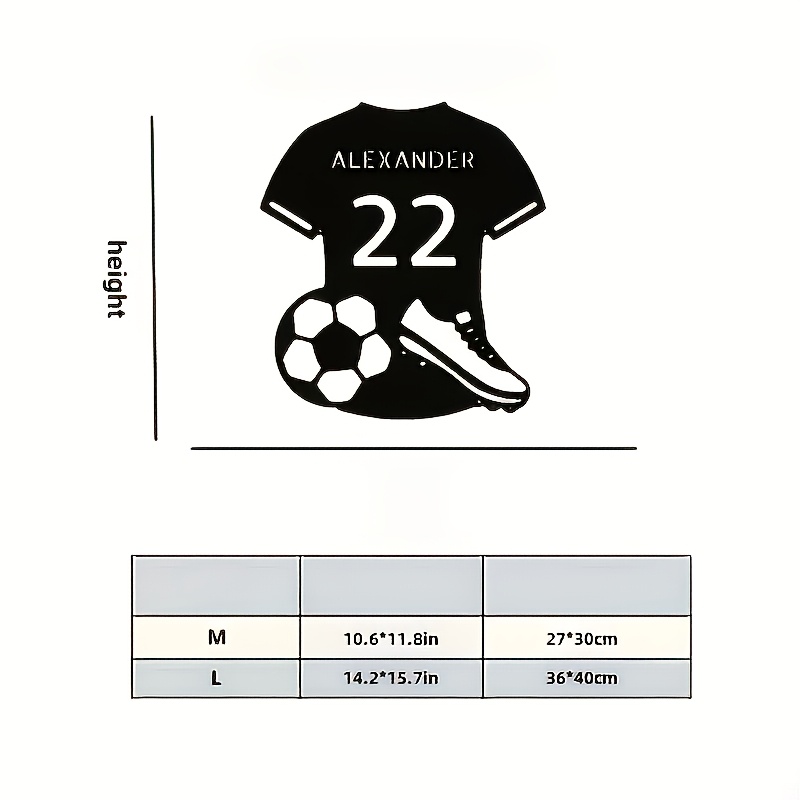 TEMU A Custom Personalized Soccer Team Jersey-shaped Metal Wall Plaque, Featuring Personalized . A Home Hanging Decoration, Gift For Sports Fans, And