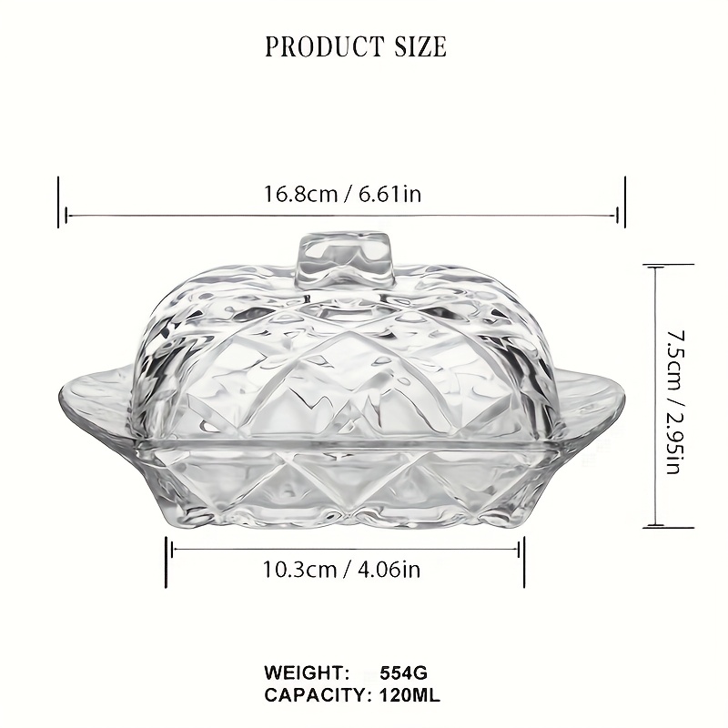 TEMU Glass Butter Dish, Fresh-keeping Dustproof Container, Butter Dish, Butter Dish With Lid, Cake Plate, Dustproof Cover, Glass Cover, Dustproof
