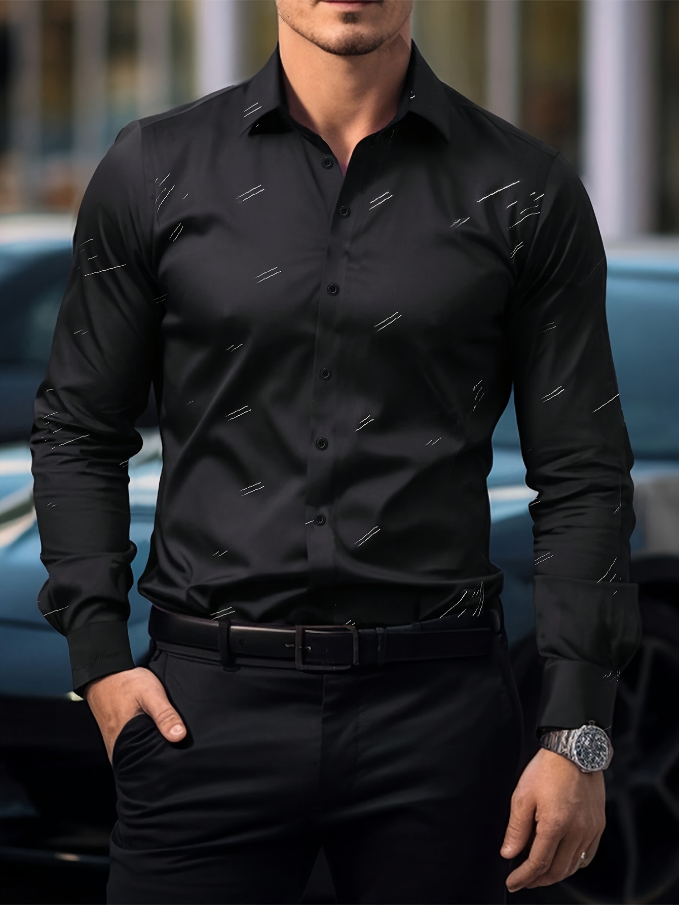 Camisa de vestir de larga para hombre elegante y con corte regular ideal para y para vestir de forma casual