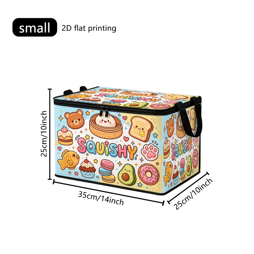 TEMU 1pc Cute Pop Press-and-fold Storage Box, With Zipper Lid, Foldable Box Suitable For Book Organization, Underbed Storage, Office And Home