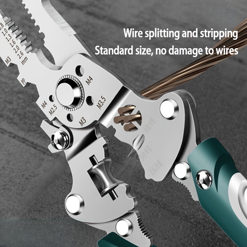 a folding wire stripping plier a multifunctional tool designed for stripping wires made of high carbon steel with precision used for cutting crimping and stripping wires suitable for automotive repair circuit maintenance and appliance repair details 2