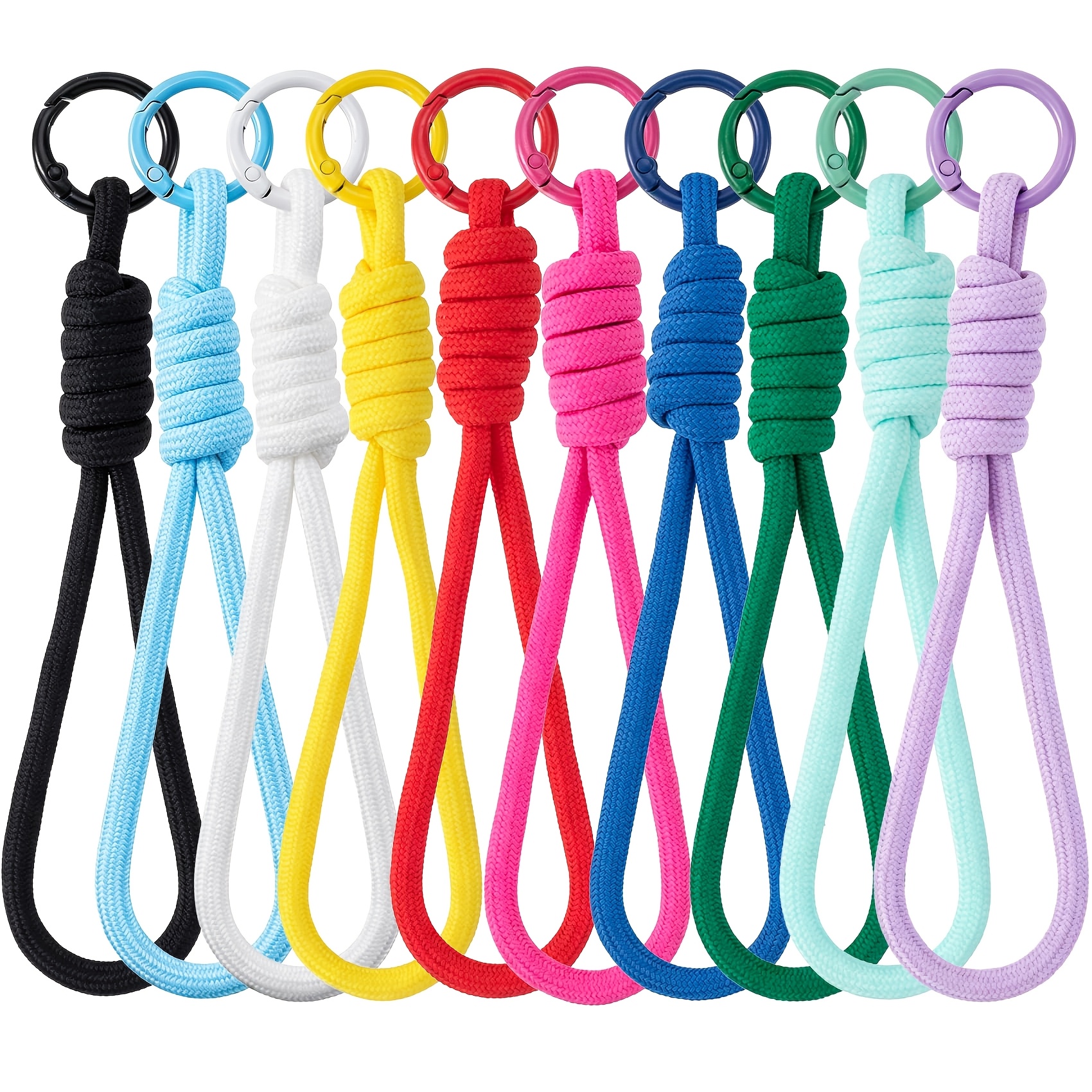 TEMU Lot de 10 porte-clés en corde paracorde avec fermoir à ressort coloré, courte lanière pour breloque de clé, téléphone, sac