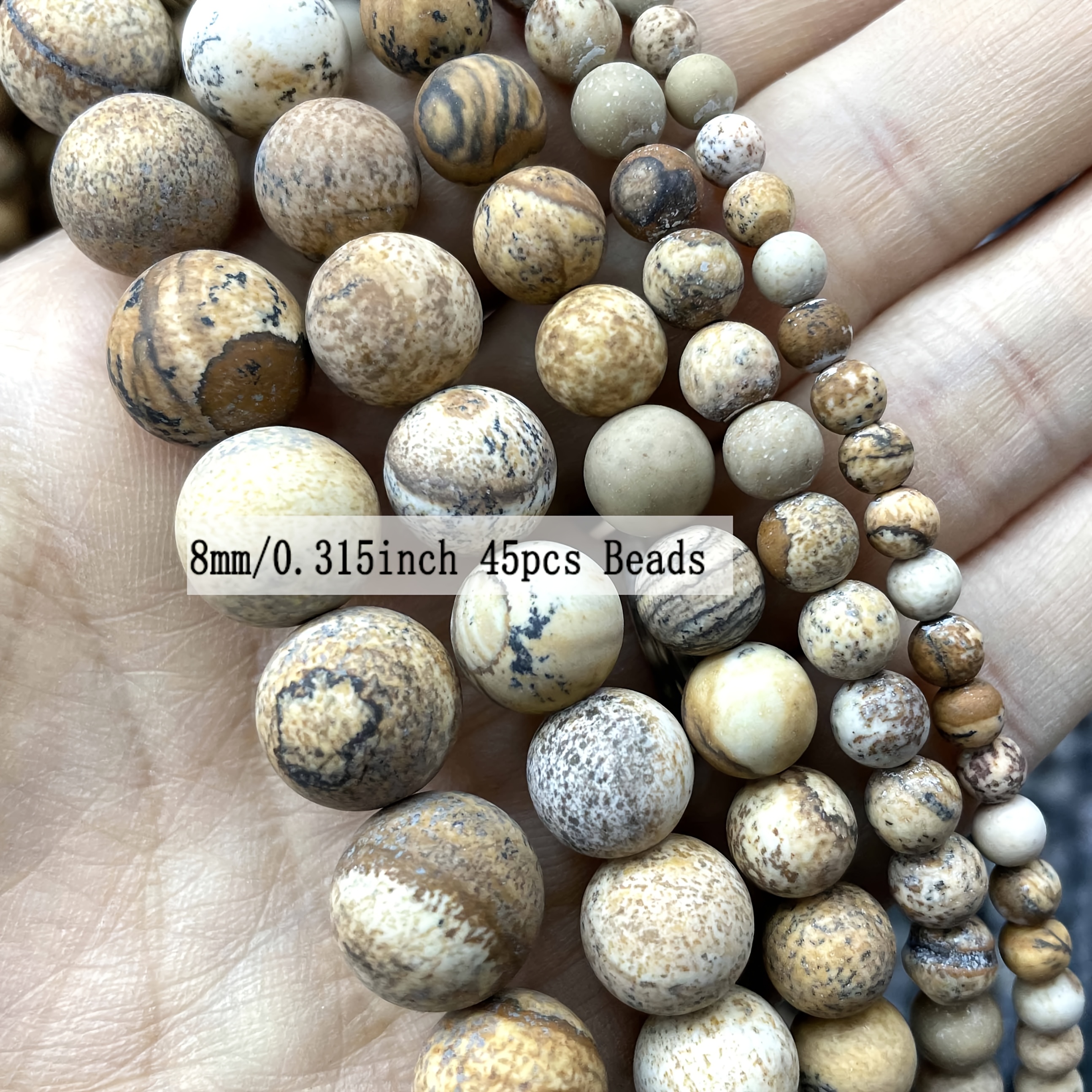 Matte Natural Picture Stone Round Beads for Jewelry Making