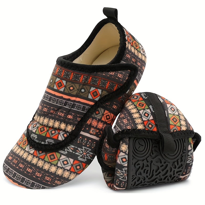 Womens Colorful Pattern Slippers Soft Plush Lined Winter