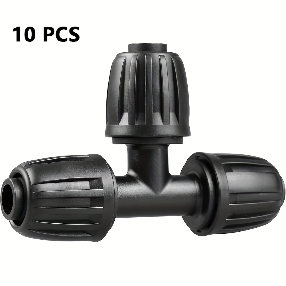 10pcs Set For 1/2 Inch Irrigation Pipe Leak-proof Tee Irrigation System Parts Drip Irrigation Tee Connector, Drip Irrigation Pipe Barbed Locking Tee (1/2 Inch Id X 0.65 Inch Od)