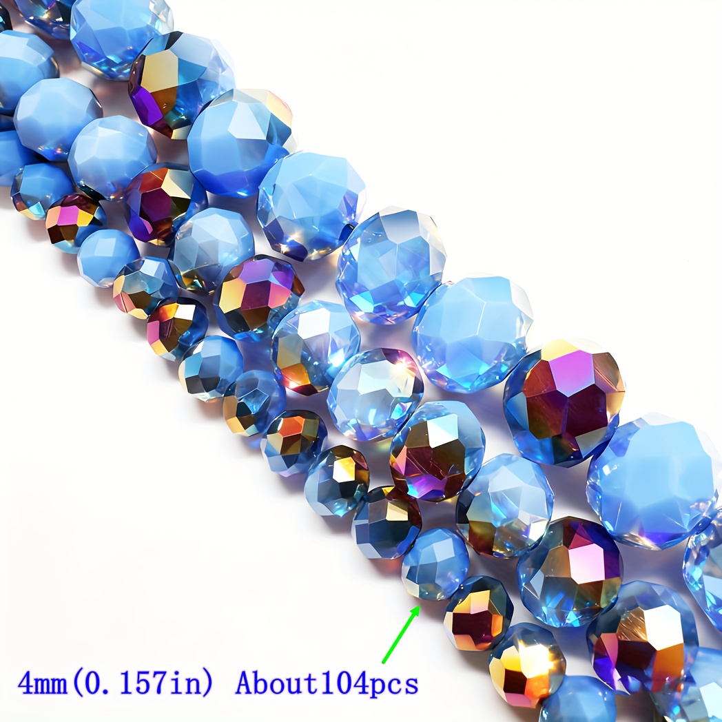 TEMU Cuentas de Cristal Artificial Austriaco de | Cuentas Sueltas de Cerámica Azul Semi-Iridiscentes de Lujo | Cuentas Espaciadoras de 4/6/8 mm con