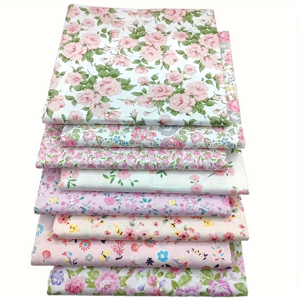 

8pcs Cotton Flower Series Printed Twill Fabric, Precut Squares Diy Craft Quilting Sewing Handmade Patchwork Cloth Doll Clothes Fabric Bedding Fabric