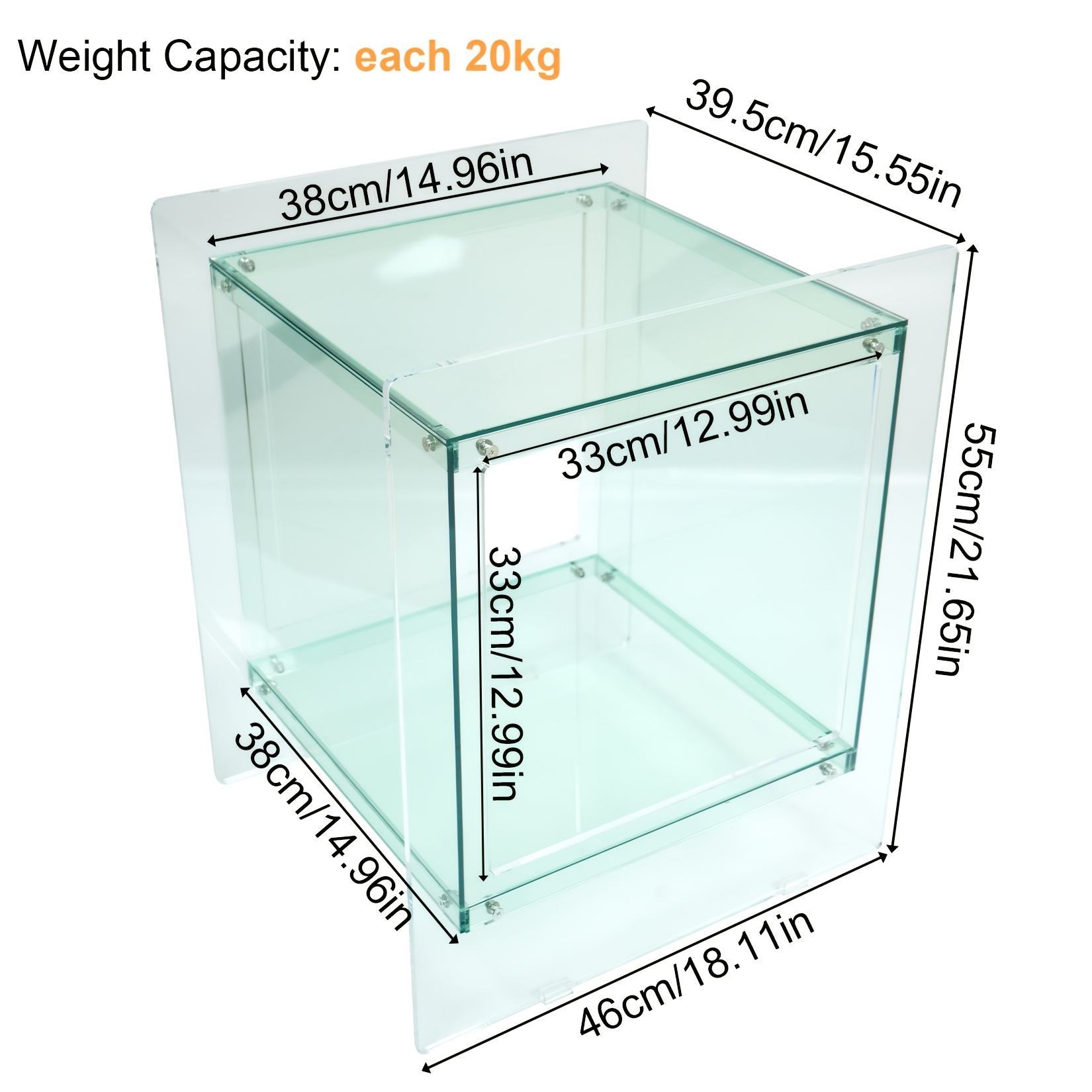 AESOME Modern Clear Acrylic Nightstand with Open Shelf - Portable Bedside Table Suitable for Small Spaces, Multicolor Contemporary Shelf Unit, Assembly Bedside Storage for Bedroom, Bathroom, Office, Living Room, Non-Wood