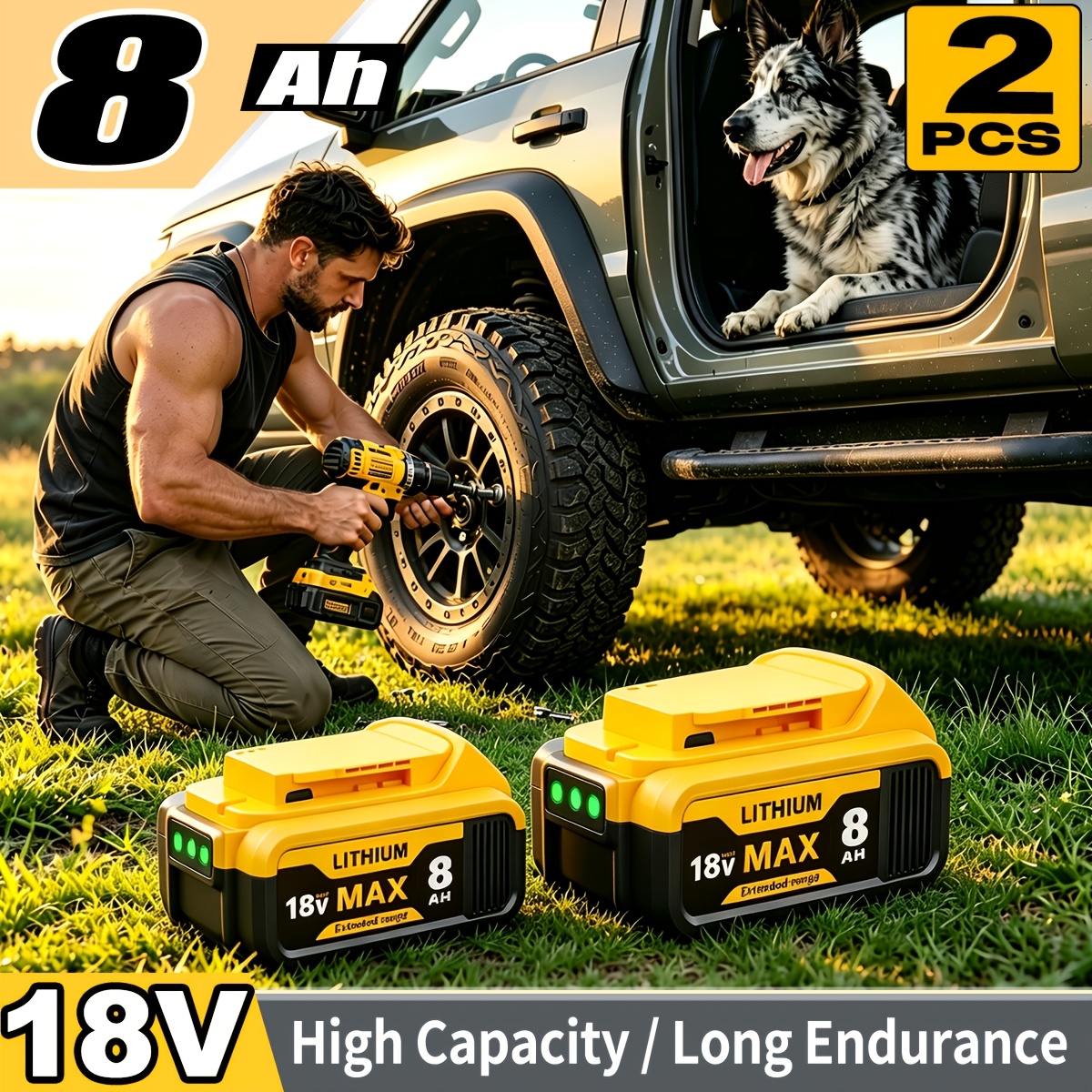 1/2/3/4 Pack 8.0ah 18v Replacement For 18v 8000mah Compatible For Lithium-ion Batteries Dcb185 Dcb186 Dcb187 Dcb181 Dcb200 Dcb180 Dcd/dcf/dcg Series Power Tools