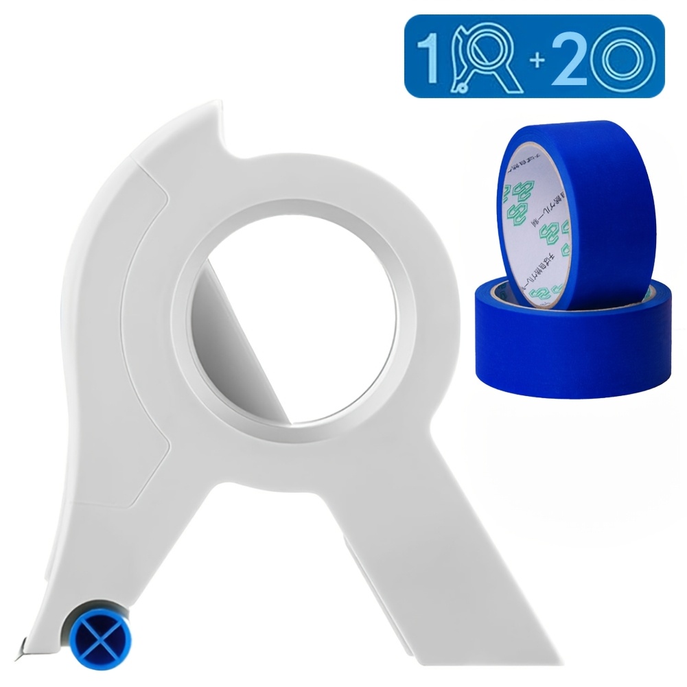 TEMU 3-teiliges Set: 1 Spender + 2 Rollen blaues Klebeband – Professioneller Lack-Abdeckband-Spender, für den gewerblichen Gebrauch konzipiert, zum