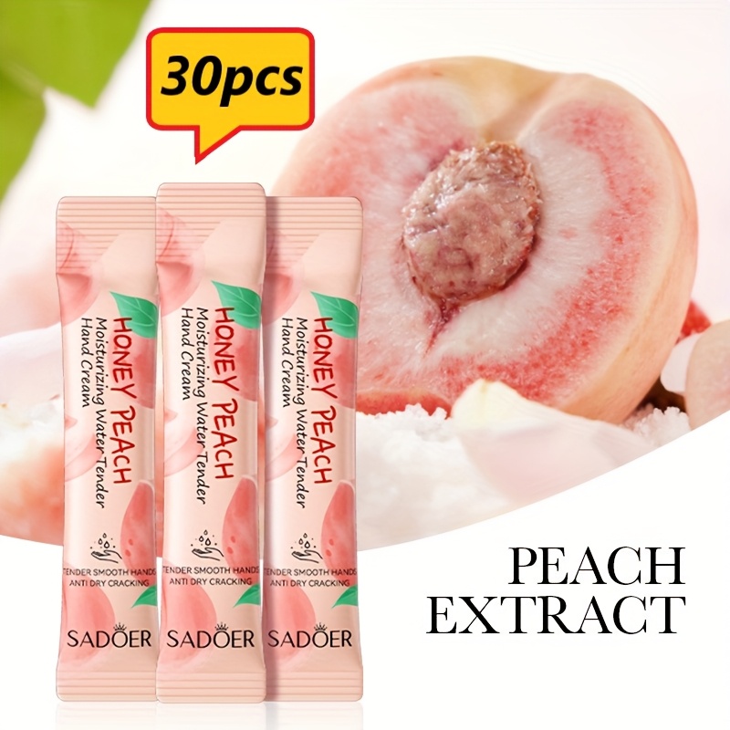 Image of 30pcs Small Strip Hand Cream, Suitable For Hand Moisturizing, Moisturizing, Honey Peach, Grapefruit Flavor Plant , Portable Hand Cream, Small Strip Travel