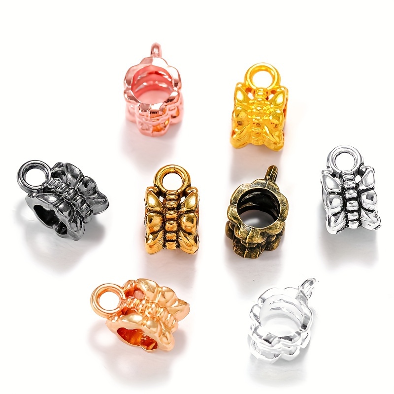 

50pcs Alloy Large Hole Metal Connector Beads, Golden/silvery/rose Golden Colored Beads With Ring, Perfect For Necklace Bracelet Bangle Keychain Jewelry Making