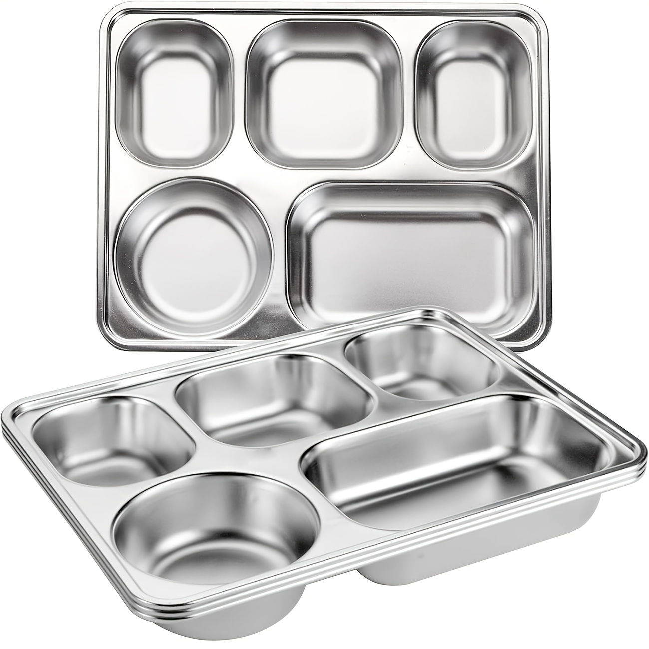 4 6pcs stainless steel dinner plates divided plates durable thickened design reusable suitable for cafeterias restaurants and home use
