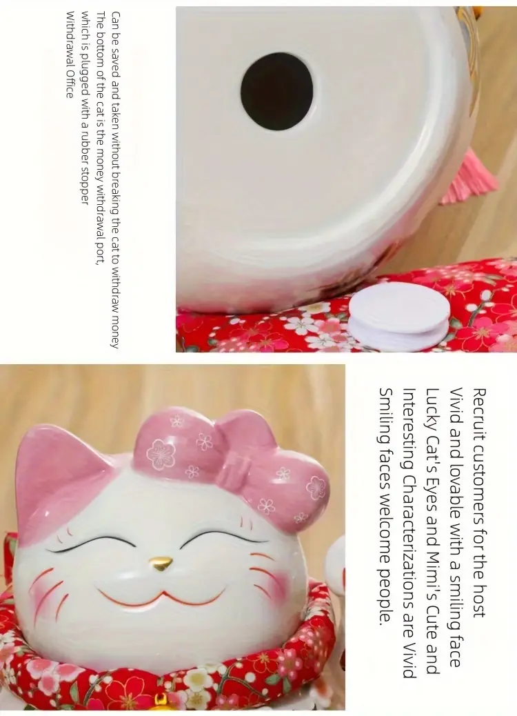 1 pieza para atraer y , flores de floreciendo, con gatos de cerámica de rosa de 7 pulgadas para atraer , adornos de matrimonio, latas de , regalos de san valentín, regalos de para detalles 5
