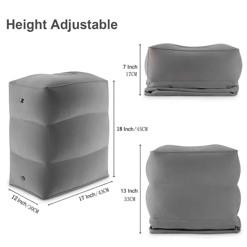 a foldable multi purpose inflatable three layer travel pillow and footrest