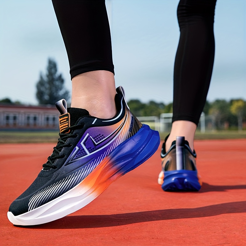 *'s Breathable Running Shoes Gradient Color Pattern, MD Cushioning  Fabric Upper Training Casual Sneakers (*