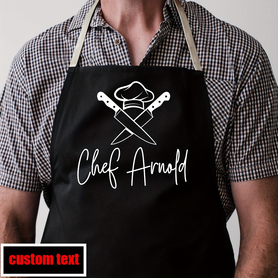 

1pc Customizable Chef Apron, Linen Material, /m² Weight, Woven Fabric, Floral Pattern, Unisex Cooking & Baking Gift For Dad, Husband,