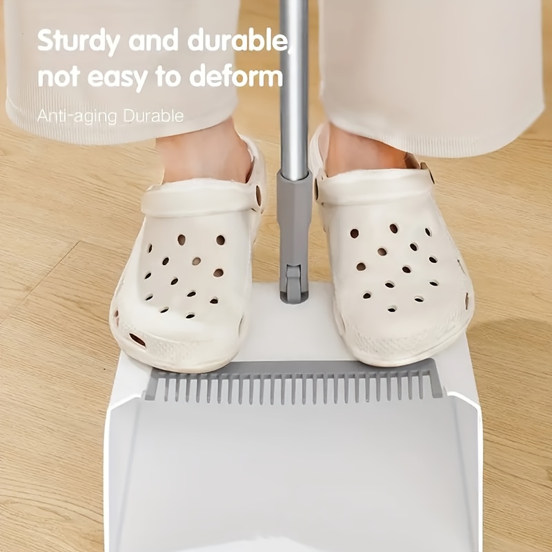2pcs set 3-in-1 rotatable & foldable magnetic suction broom and dustpan with ergonomic handle, large heavy-duty head &   soft bristles - heavy-duty plastic construction for pet hair, carpets, hard floors - space-saving sweeping system (blue/orange/white) - ideal for home, office, commercial use - ideal for hardwood, tile, carpet floors -   & maintenance, foldable broom, long handle broom Product details 5
