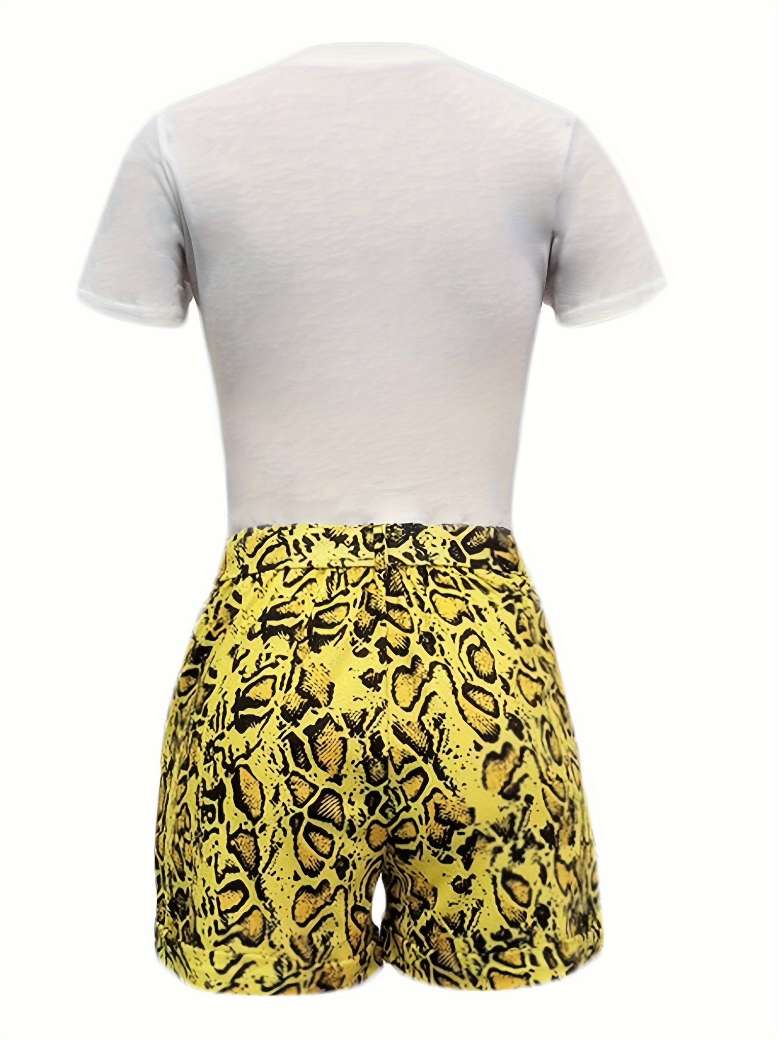 womens casual piece shorts outfits snakeskin print t Temu