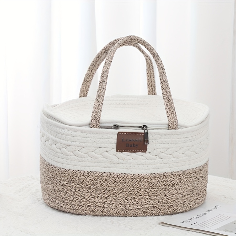 [Portable Diaper Caddy] Large Diaper Caddy Organizer, Portable Basket with Handles, Diaper Storage Organizer for Changing Table