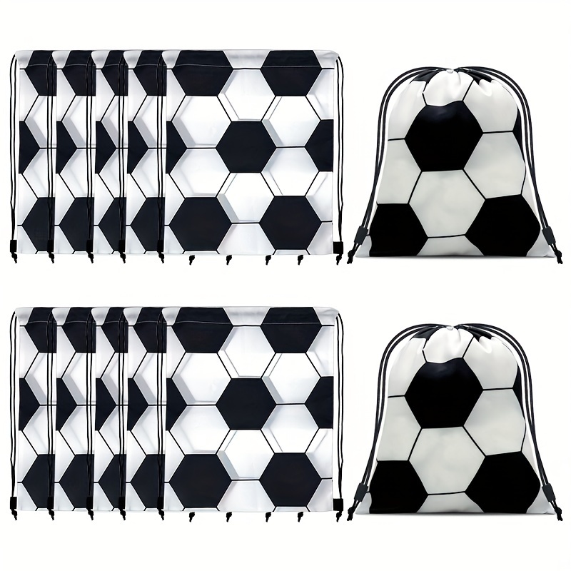 

12pcs Soccer Drawstring Backpacks - Polyester, Sports Fans & Party Favors, Ideal For Halloween, Christmas, New Year & Use