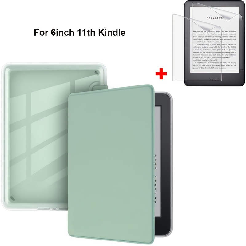 E-shop [1+2er-Pack] Kristallklare Smart PU-Lederhülle für Kindle 11. /2022 6 Zoll mit 2x PET -Glare Matt-Bildschirmschutz, Transparente Stoßfeste
