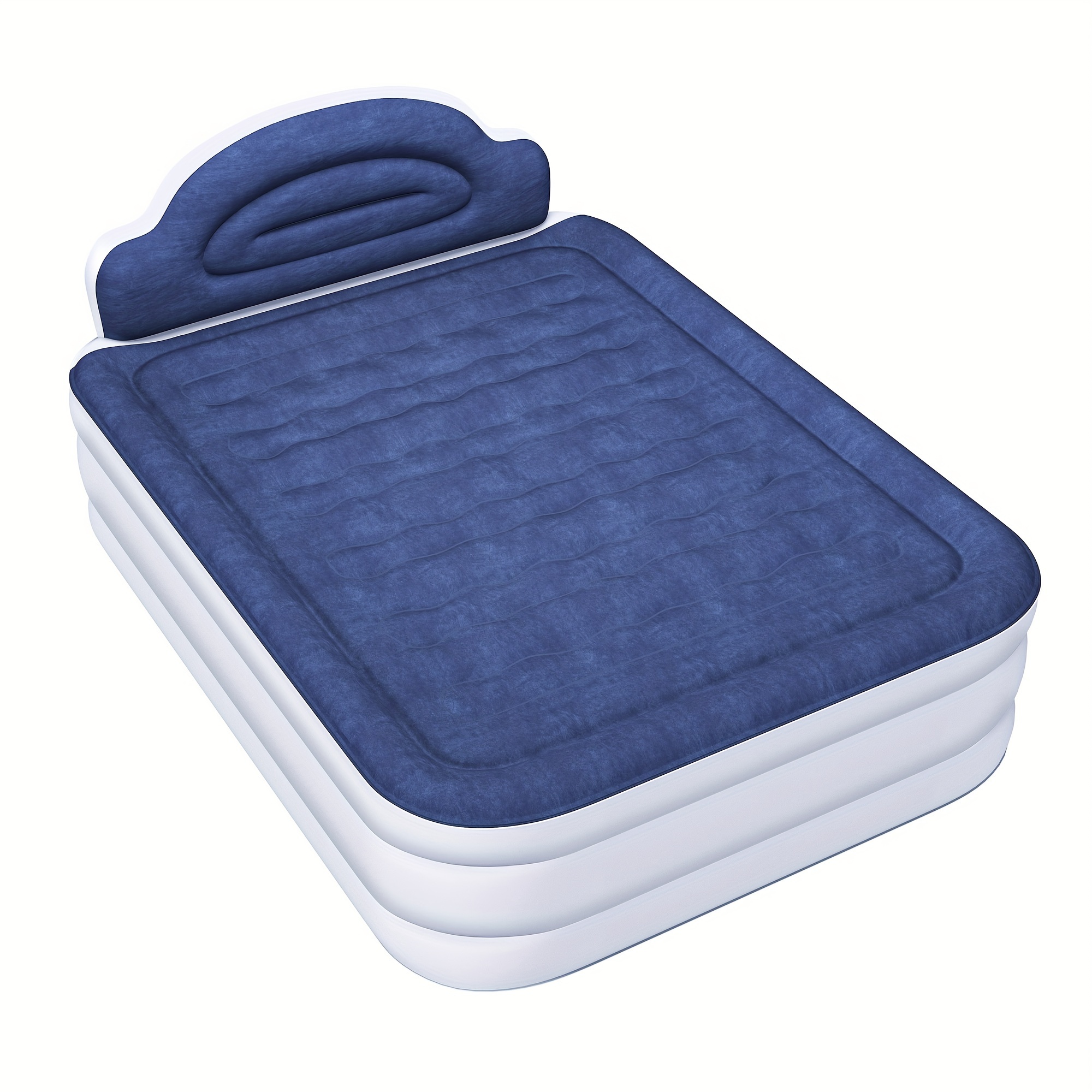 TEMU Yarsca Queen Size Air Mattress With Built-in Pump, 18in Inflatable Bed With Headboard, Blow Up Mattress With Carry Bag And Repair Tools For Guest, Travel, And Camping
