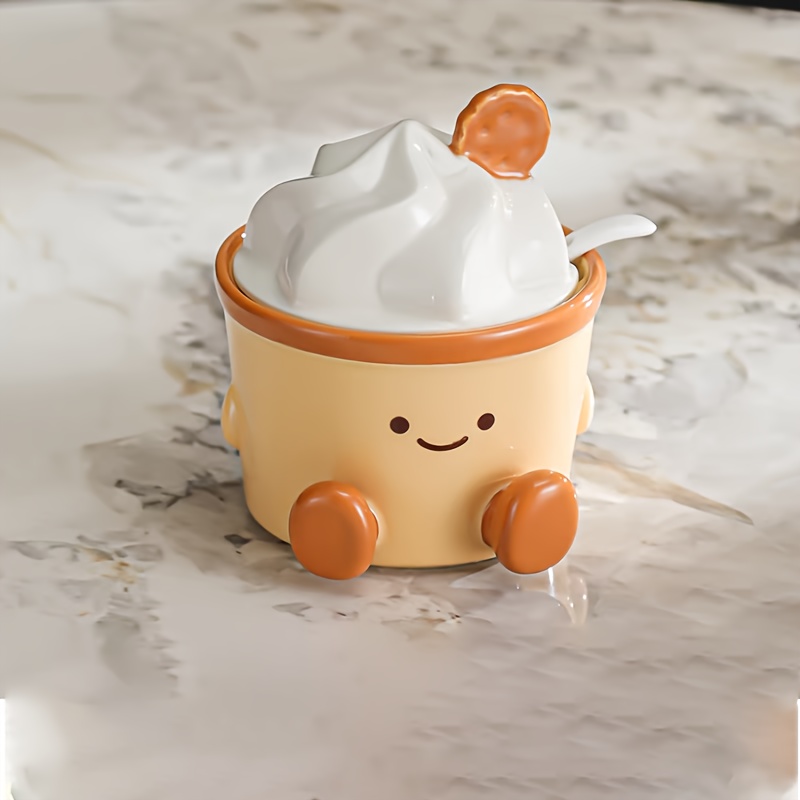 Image of Single Set Cute Cake-shaped Seasoning Jar, High-value Ceramic Seasoning And Spice Tools, Salt And Pepper Shaker Sets, Table Decoration, Multi-scene Use In Family Restaurants, Single 235ml/7.95oz