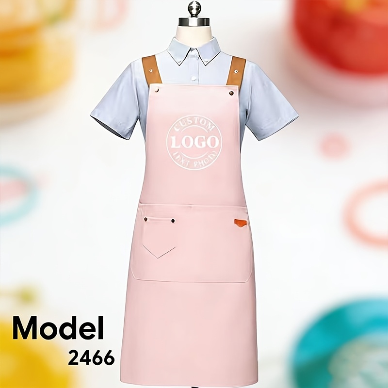 TEMU Custom Apron Premium Canvas Restaurant Apron For Men And Women, Durable Style, With Multi-pocket Practical Design, Suitable For Coffee Bars,