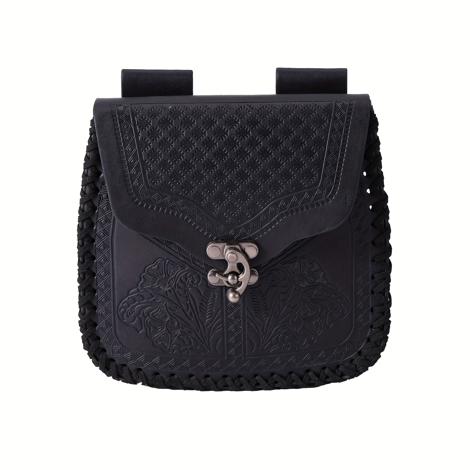 Vintage Nordic Style Embossed Dragon Waist Bag In Synthetic Leather - Medieval Viking Inspired, Portable And Stylish Coin Purse For Daily Use And Holiday Accessory