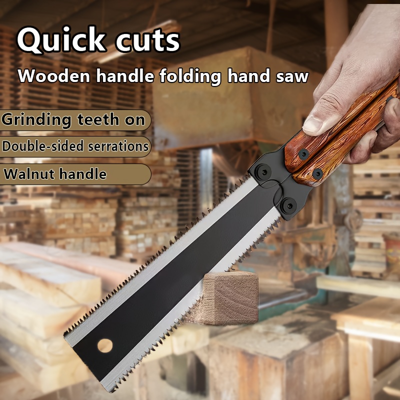 

[professional-grade Portable]sk5 High-carbon Steel Double- Woodworking Hand Saw, Horizontal And Longitudinal Folding Design, Anti-slip Handle + Safety Lock, Precision Wood