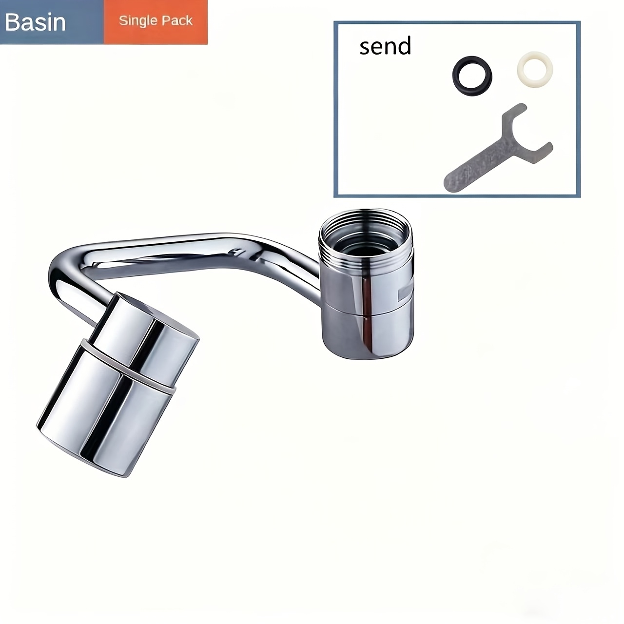 Image of 1pc Versatile 1080-degree Stainless Steel Faucet Extender - , Spray - Bathroom Accessory Upgrade