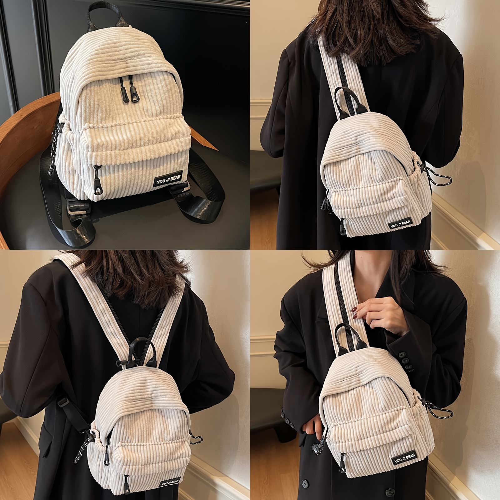 New Corduroy Plush Velvet Mini Backpack With Wide Shoulder Straps, Large Bust Bag, Body Bag, Single Shoulder Bag, Backpack