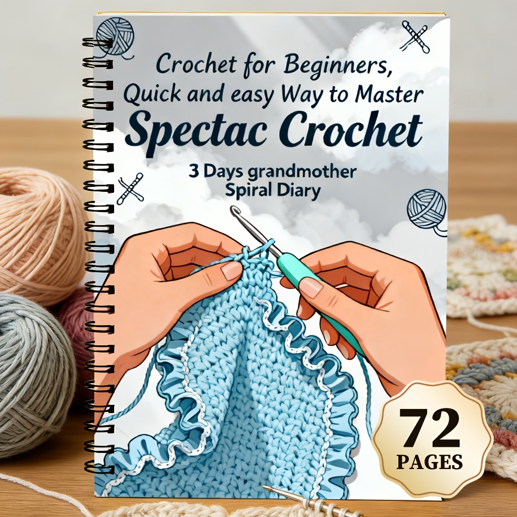 TEMU Learning Basic Stitches And Projects, 72-page Knitting And Crochet Journal, Aesthetic Notebook For Crafters, Students, And Teachers, For