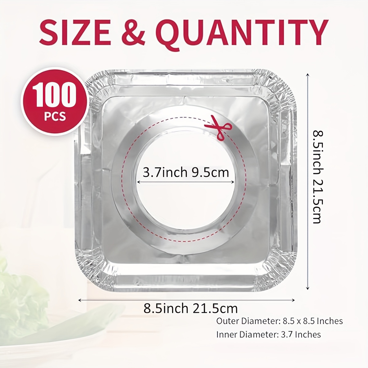 TEMU 100 Pack Aluminum Foil Square Stove Burner Covers Disposable Heavy Thick Quality Bib Liners Drip Pans Gas Range Top Protectors 8.5"