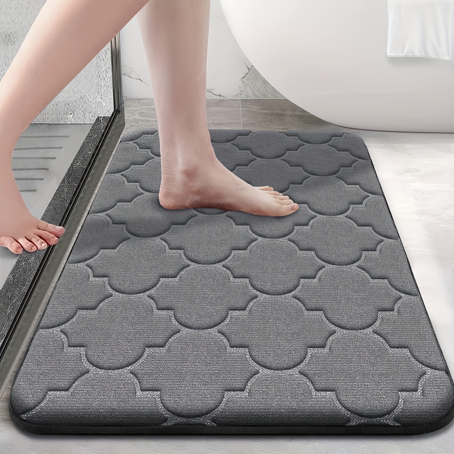 

Memory Foam Bath Mat: Non-slip, Quick-drying, And Stain-resistant For Perfect Bathroom Decor - Suitable For Kitchen, Bedroom, And More