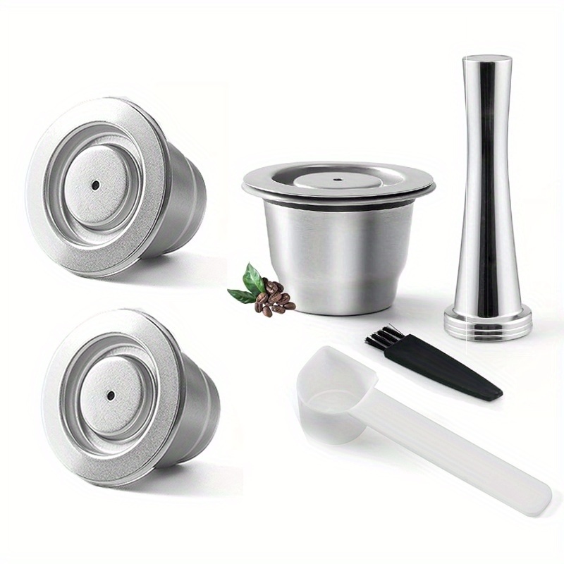 Stainless Steel Reusable Coffee Capsule Shell Compatible With Nes Original Series Coffee Machines Coffee Filter With Tamper Set