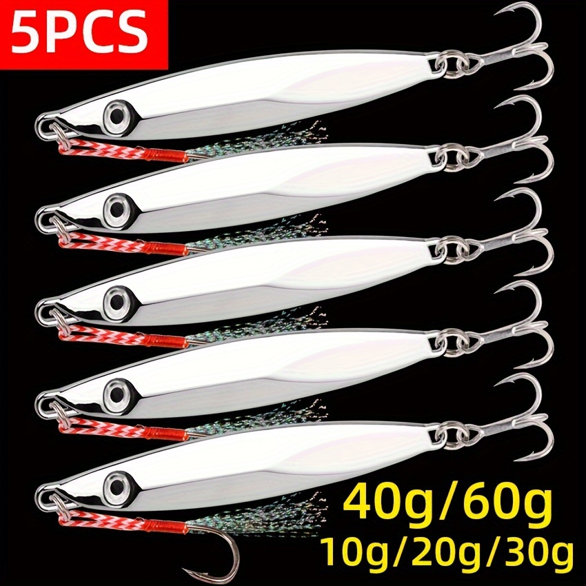  Goture Fishing Jigs,Zinc Alloy Vertical Jig Freshwater  Saltwater,Jig Fishing Lures with Treble Hook and Feather,7g 5PCS Fishing  Jigging Spoon Lures with Tackle Box for Tuna,Salmon,Bass,Trout : Sports &  Outdoors