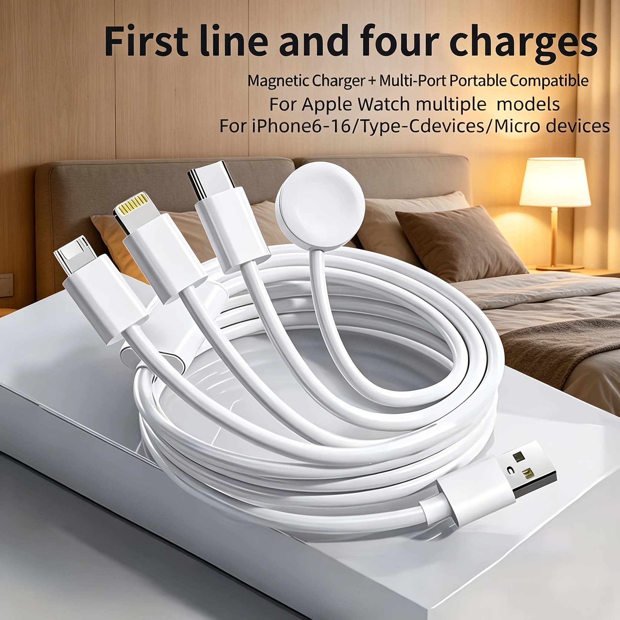 4-in-1 Charger Cable Suitable For Watch Ultra/se/10-1 Series, Charging Cable, Usb Charging Cable, Suitable For /iphone/ Etc. Charging Cable, Suitable For Iphone 15/14/13/12/11/pro Max