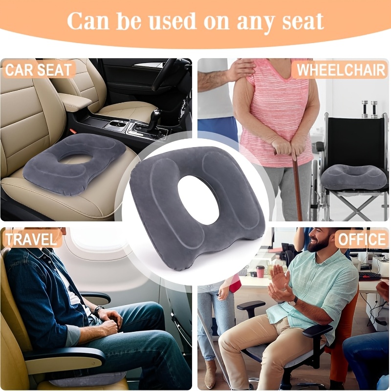 1pc inflatable seat cushion with adjustable firmness flocked pvc cover   for hemorrhoid portable for     use ideal for prolonged sitting post surgery fatigue relief single seat sofa compatible Product details 2
