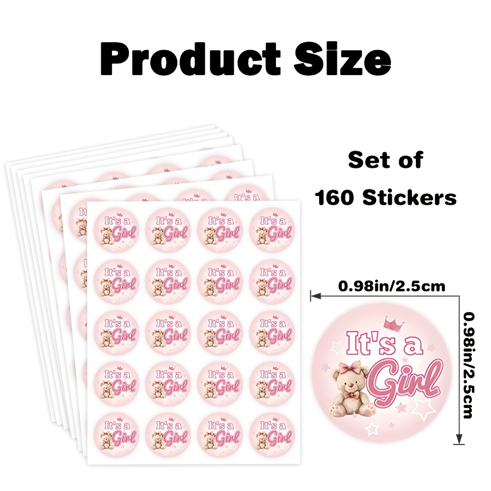 TEMU 160pcs Celebration Round Stickers, Featuring A Bear With A Crown And Stars, With For , Suitable For Gift Boxes, Party Packs, Celebration