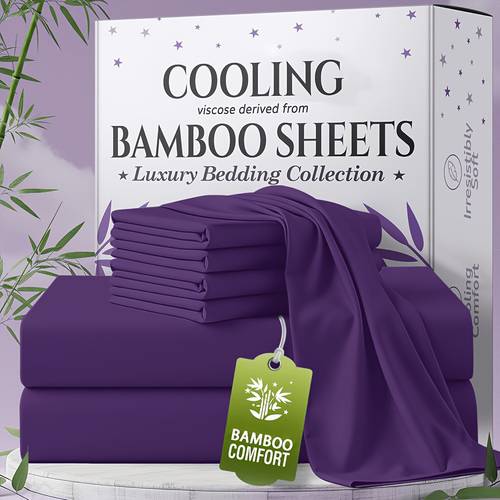 for extra deep pocket bamboo sheets set 4 6pcs breathable cooling bamboo bed sheet set kid sheet pillowcase sets hotel luxury soft wrinkle free for extra deep mattresses room decor