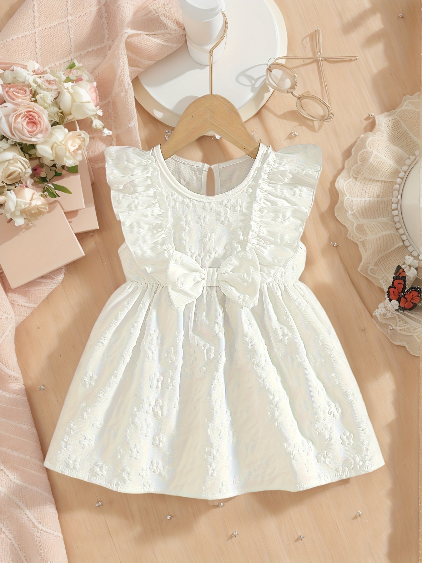 pink and cream lace dress A Line Lace Tiered Stunning Pink Prom Dress With Split TP1239 US0 / Pink main image 0