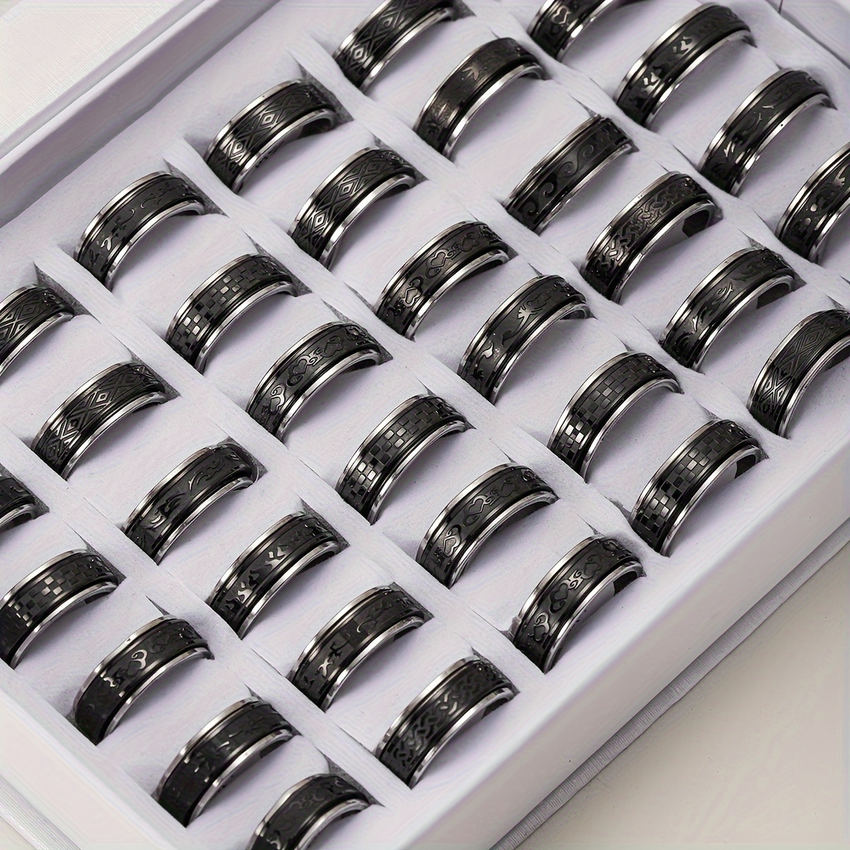 wholesale lots 30pcs stainless steel golden silvery men woman rings for men rotating stainless steel anti stress anxiety   spinning ring Product details 4