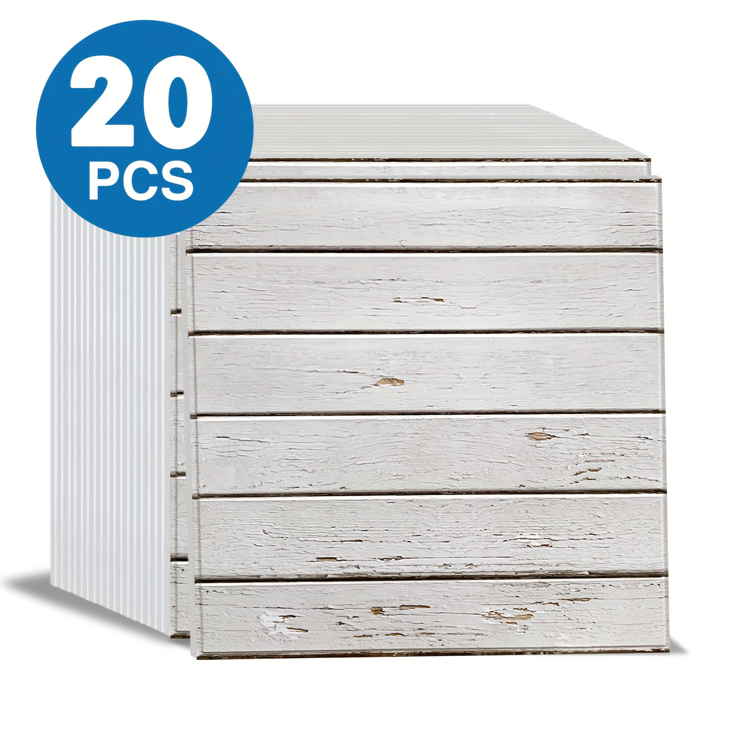 TEMU Set di 20 pannelli murali autoadesivi con design 3D legno, ciascuno misura 11.8" X 11.8". Questi adesivi murali in stile vintage impermeabili e