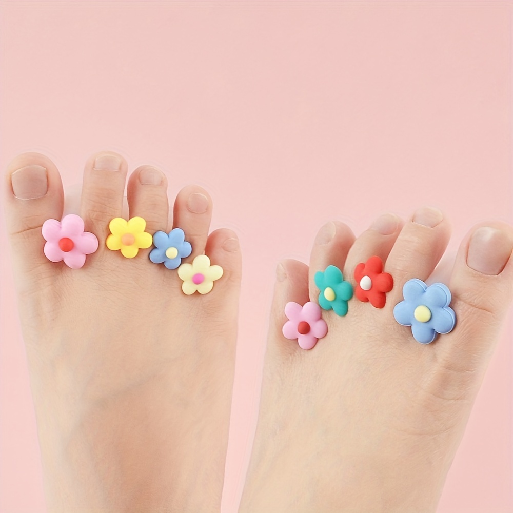 

8pcs Flower Toe Separators, Soft Silicone Toe Spacers, Cute Floral Pedicure Tool, Foot Finger Dividers, Comfortable Nail Care Accessories For Home Spa