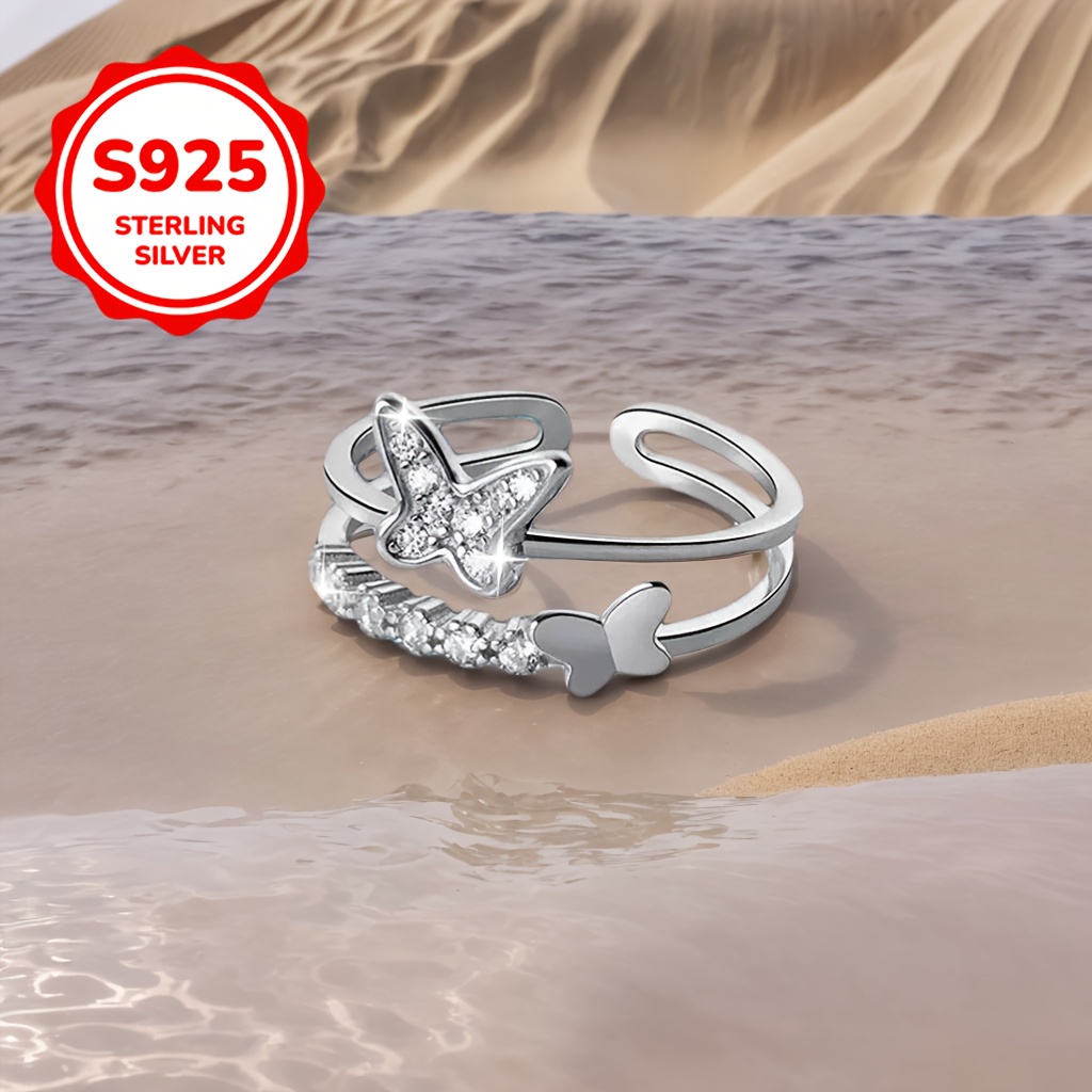 S925 Silver Butterfly Open Toe Ring - Holiday Gift