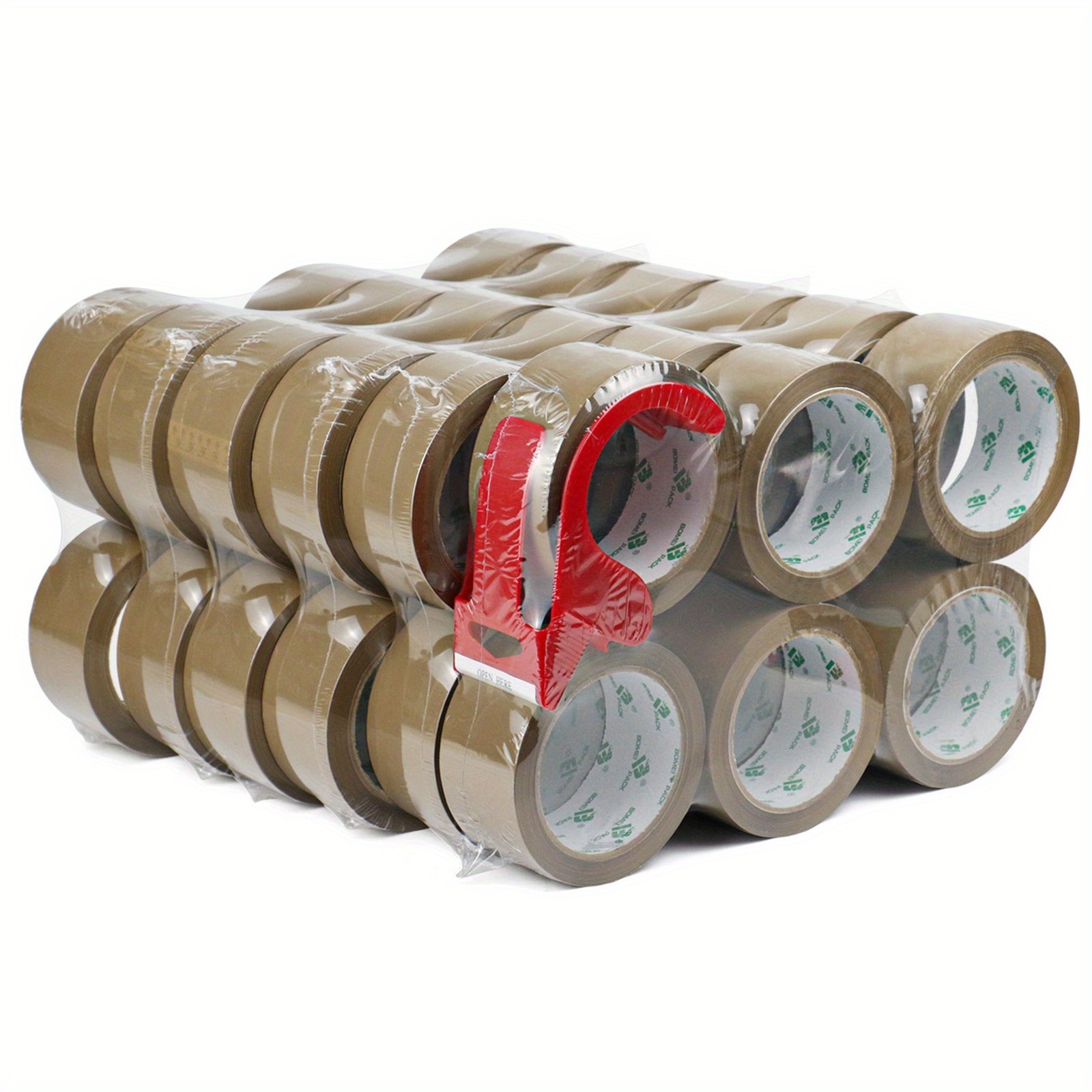 TEMU Pack, Brown Adhesive Tape, 36 Rolls Including Cutter, 1.89" Wide X 55 Yards, Heavy-duty , Sealing Tape, Coffee Packaging Tape, Mobile Tape,